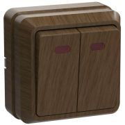 Выключатель 2-кл. ОП Октава 10А IP20 ВС20-2-1-ОД с индикацией дуб GENERICA EVO21-K04-10-DC