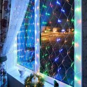 Гирлянда светодиодная «Сеть» 1.5х1.5м 150LED мультиколор 12Вт 220-240В IP20 с контроллером 8 режимов провод ПВХ прозр. Neon-Night 215-129