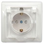 Розетка 1-м СП Кварта РСбш10-3-ККБ-44 16А IP44 с заземл. защ. шторки с крышкой керамика бел. GENERICA ERK70-K01-10-DM-44