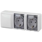 Блок ОП 2 розетки+выключатель 11-7403-01 16АХ(10AX)-250В IP54 Эксперт бел. ЭРА Б0027673