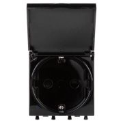 Розетка 1-м 2мод. Avanti «Черный квадрат» 16А IP44 2P+E защ. шторки с крышкой черн. DKC 4402012