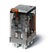 Реле миниатюрное силовое электромеханич. монтаж в розетку или наконечники Faston (4.8х0.5мм) 2CO 12А AgNi 230В AC RTI опции: кнопка тест + мех. индикатор FINDER 563282300040