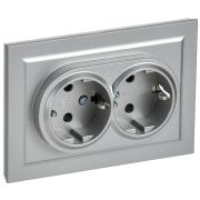 Розетка 2-м СП BRITE РСш12-3-БрА 16А в сборе с заземл. защ. шторки алюм. IEK BR-R24-16-K47-F