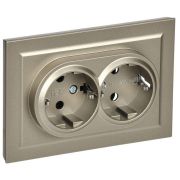 Розетка 2-м СП BRITE РСш12-3-БрШ 16А в сборе с заземл. защ. шторки шампань IEK BR-R24-16-K37-F