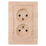 Розетка 2-м СП Plano 1-204-11 16А IP20 250В 2х2P сосна Intro Б0053914