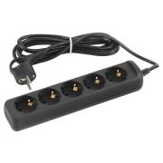 Удлинитель электрический UX-5e-3m-B с заземлением 5 розеток 3м ПВС 3х0.75мм2 10А черн. Эра Б0057725