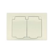 Розетка 2-м СП Афина 16А IP20 с заземл. c крышкой в сборе сл. кость (ivory) Universal A0031-I