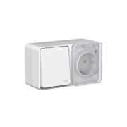 Блок ОП AtlasDesign PROFI IP54 (розетка 1-м 16А заземл. защ. шторки + 1-кл. выключатель 10А) сер. SE ATN543070