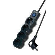 Удлинитель 4х3м с заземл. IP20 с выкл. 10А 2200Вт 220В защ. шторки ПВС 3х1 черн. КОСМОС YKsm3m-4g-Z-V10A-B