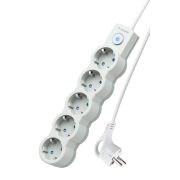 Удлинитель 5х3м с заземл. IP20 с выкл. 10А 2200Вт 220В защ. шторки ПВС 3х1 бел. КОСМОС YKsm3m-5g-Z-V10A-W