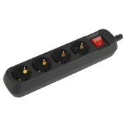 Колодка удлинителя 4-м с заземл. с выкл. черн. KX-4es-BЭра Б0061734