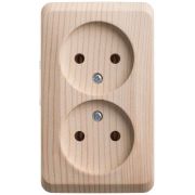 Розетка 2-м ОП Этюд Дача 16А IP20 250В без заземл. без защ. шторок сосна SE PA16-005D