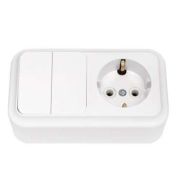 Блок ОП (розетка с заземл. + 2-кл. выкл.) бел. Bylectrica 2В-РЦ-529